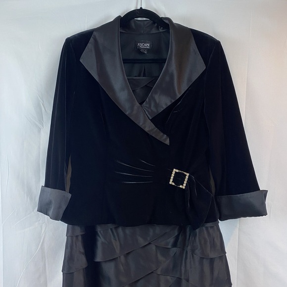 Xscape By Joanna Chen Two Piece Black Formal Jacket With Skirt Women's Size 14 - Picture 1 of 14
